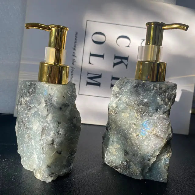 1 PCS Natural Pink Crystal Stone Press Bottle Dispenser 30ml Liquid Dispenser Shower Gel  Wash Light Luxury Bathroom Accessory - V.I.P Digital Presence
