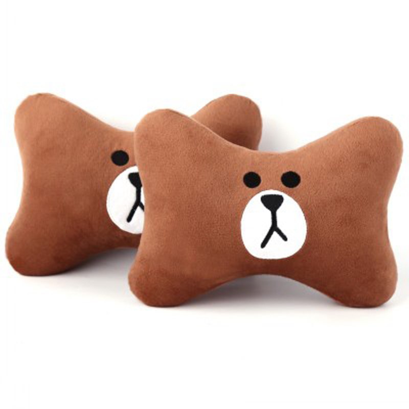 Cute Cartoon Car Headrest Pillow Brown Bear Car Neck Rest Support Automotive Interior Seat Cushion Car Accessories Car Styling