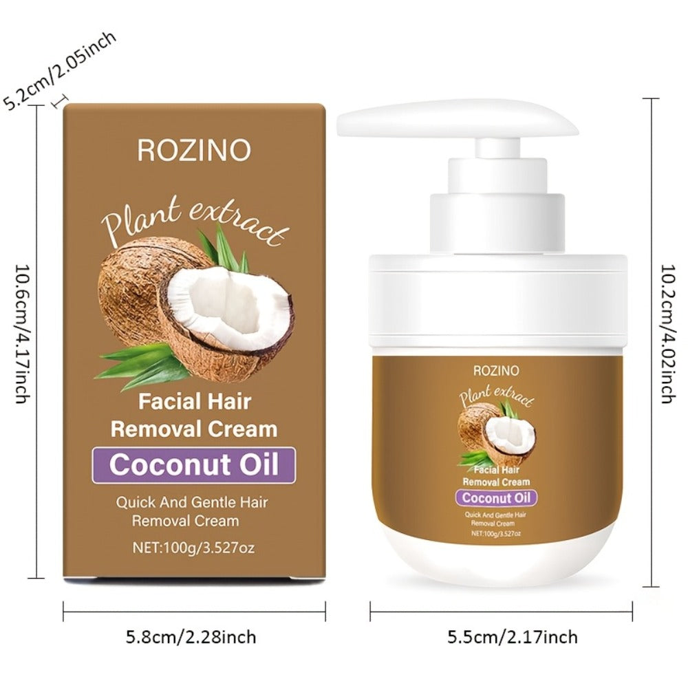 Hair Removal Cream ROZINO Coconut Oil 100g Two-Pack Pump Jars with Cartons for External Body Grooming — image 5