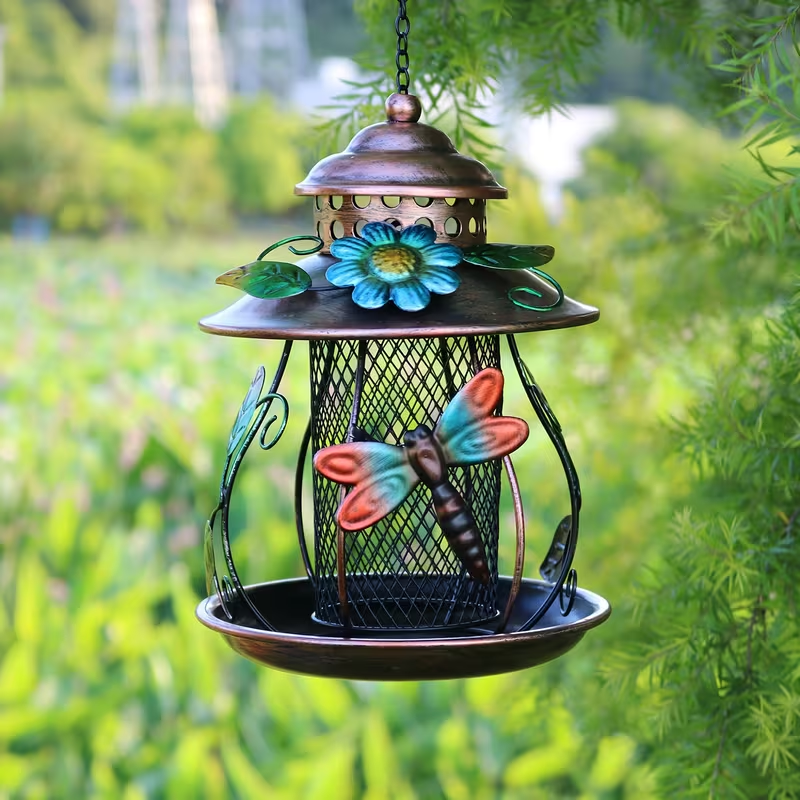 Wild Bird Feeder, Iron Mesh Hanging Dragonfly Butterfly Garden Patio for Garden, Yard and Pest Management — image 6