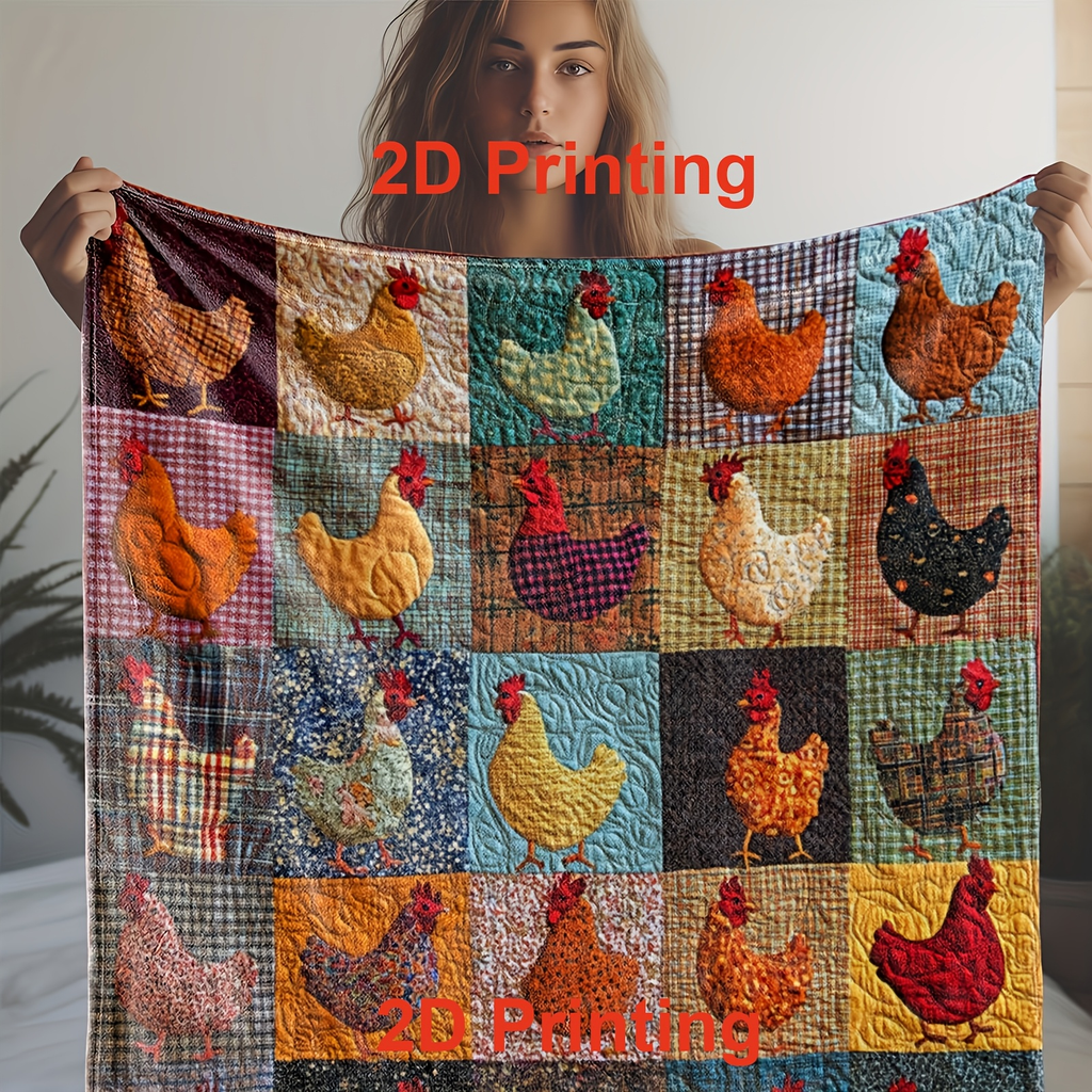 Colorful Chick Print Flannel Blanket Soft Cozy Throw — image 2