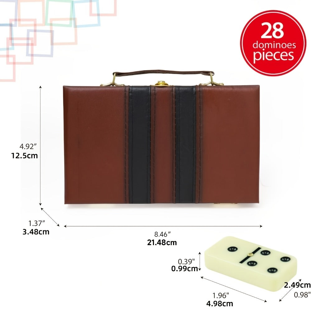 Double Six Dominoes Set 28pcs White – Extra Large Classic Domino Game with Gold Spinner & Premium Storage Box — image 2