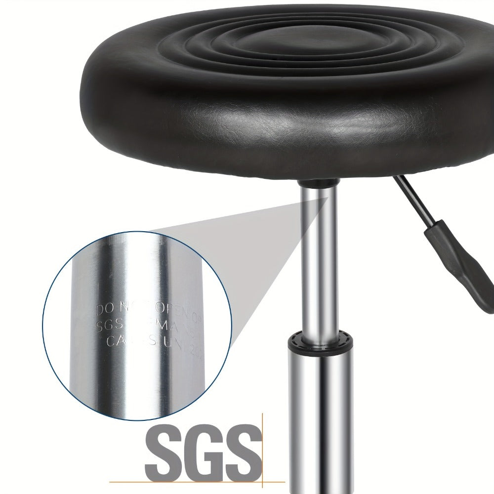 Round Padded Swivel Bar Stool 360° with Chrome Base – Adjustable Height Salon Kitchen Counter Stool for Nail — image 12