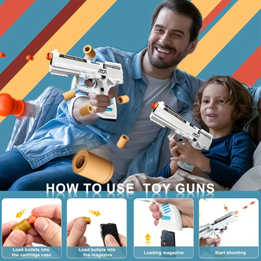 USP Clip Toy Gun Pistol with Continuous Shooting, 100 Bullets & 2 Magazines Rapid Fire Foam Blaster for Kids Boys Girls Ages 