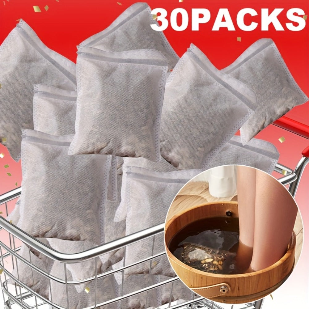 Herbal Foot Soak Packets 30 Pack Individually Wrapped – Warm Foot Bath Bags for Relaxation, Tired Feet Relief & Odor Cleansin