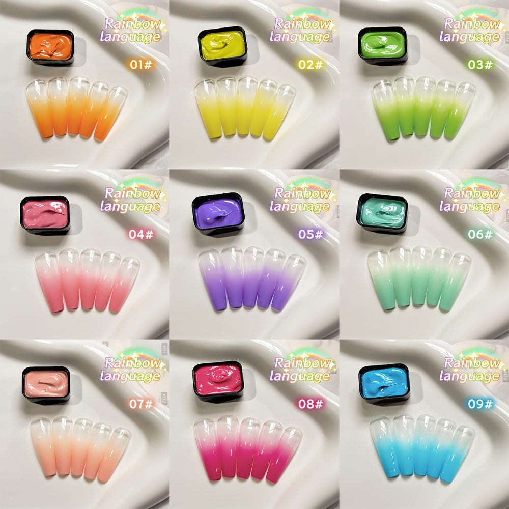 Gel Nail Polish MORDDA Nine-Color Rainbow Grid Set for Gradient and Ombre Manicure Art in One Compact Case — image 4