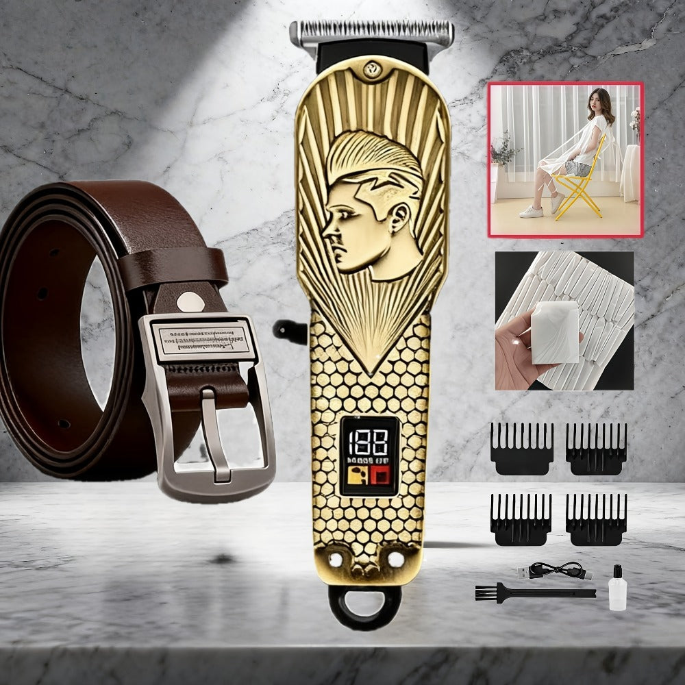 JH702 Hair Clipper Set with DC01 Fashion Belt, Digital Display, USB Charging and Two Engraved Design Options — image 6