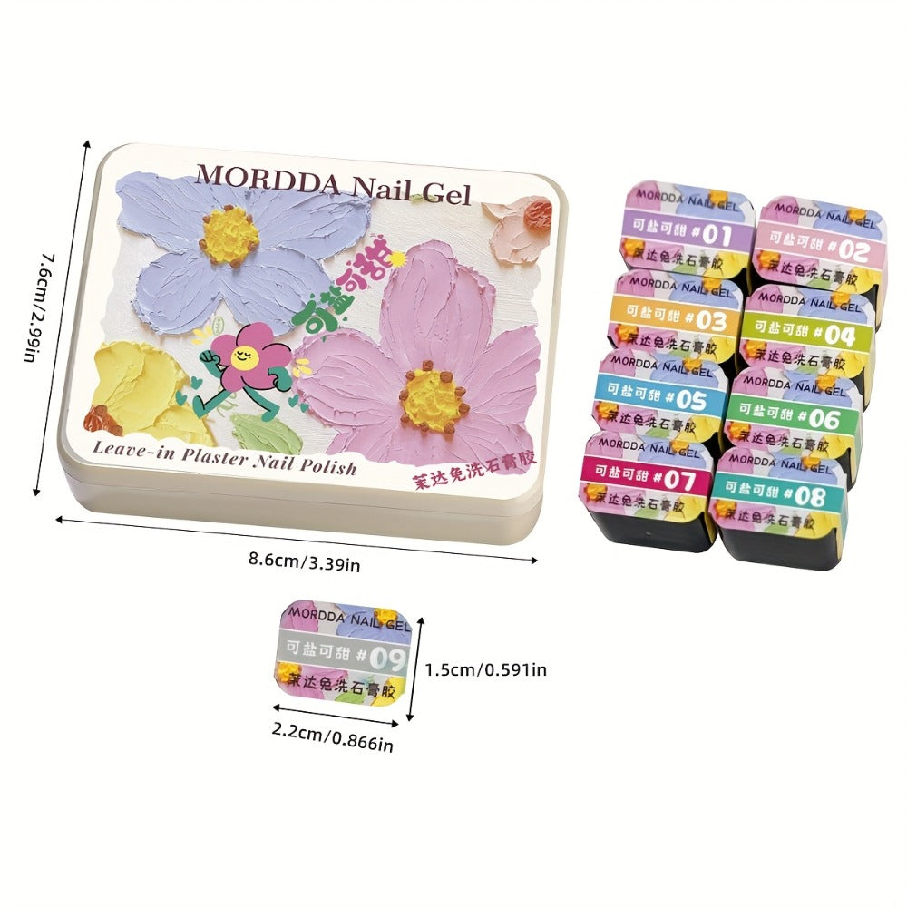 Plaster Texture Nail Art Gel Nine-Color Pastel Palette in a Compact Metal Case for Raised Sculpted Designs — image 5