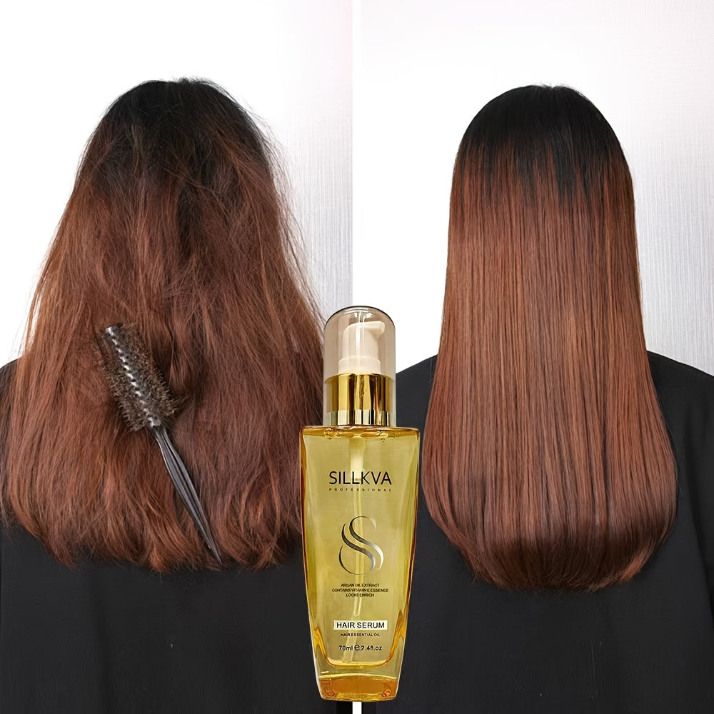 SILLKVA Argan Oil Liquid Hair Serum, Frizz Control & Flyaway Tamer, Smoothing Leave-In Treatment for Dry Damaged Hair — image
