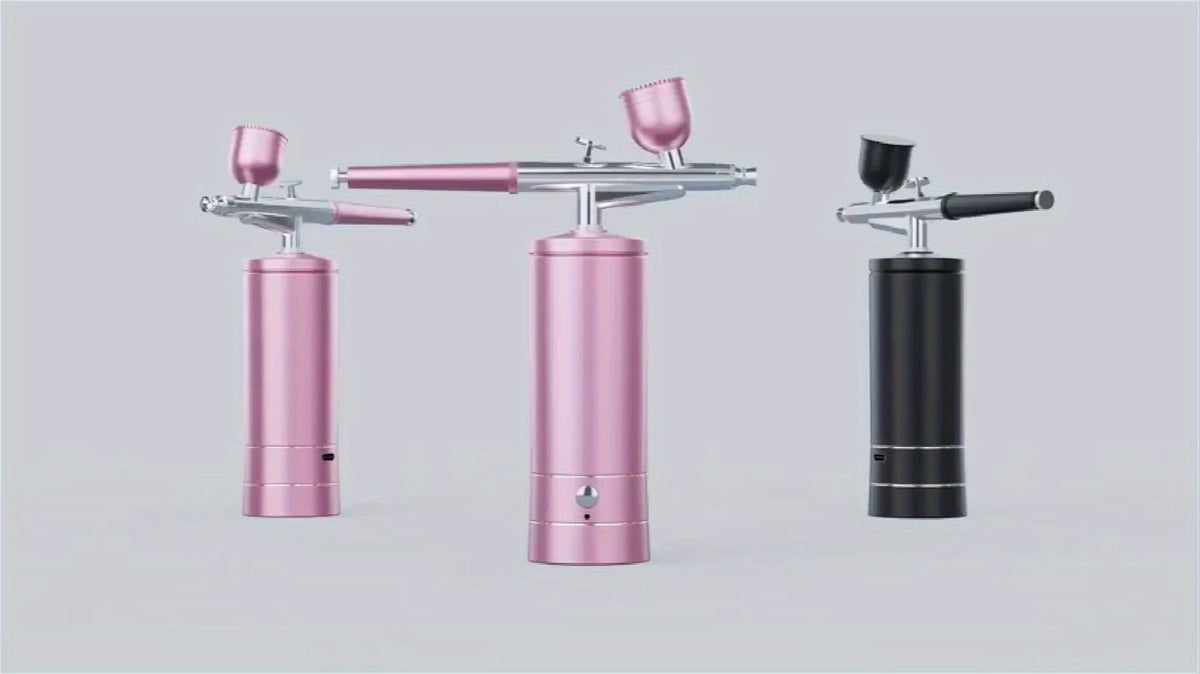 Rechargeable Airbrush and Compressor Kit with Black or Pink Two-Speed Pump, Two Paint Pots and Cleaning Brushes — image 8