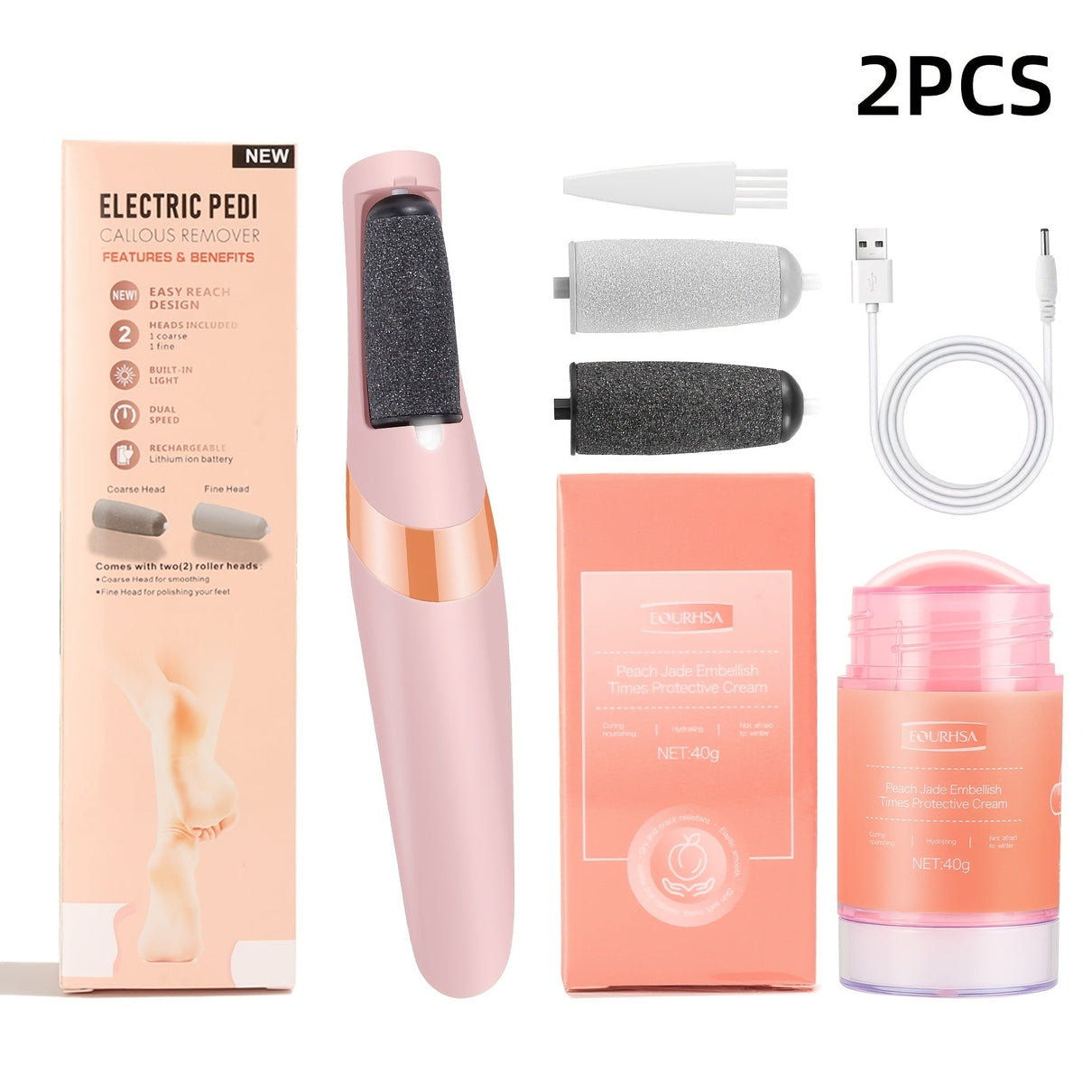 Electric Callus Remover for Feet with Foot Cream Stick Rechargeable Pedicure Tool 2 Speeds 2000 5000 RPM 2 — image 9