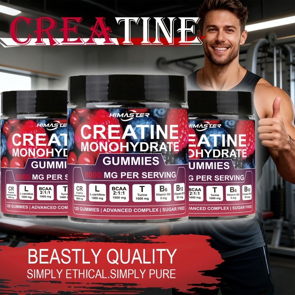 Creatine Monohydrate Gummies 8000mg Blueberry Flavor, with L-Taurine, BCAA, Vitamin B6 & B12 — image 2