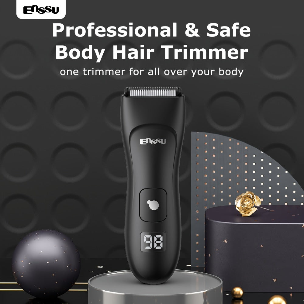 Ceramic-Blade Body Hair Trimmer with IPX7 Rating, LCD Display, Charging Stand and Black Housing — image 2