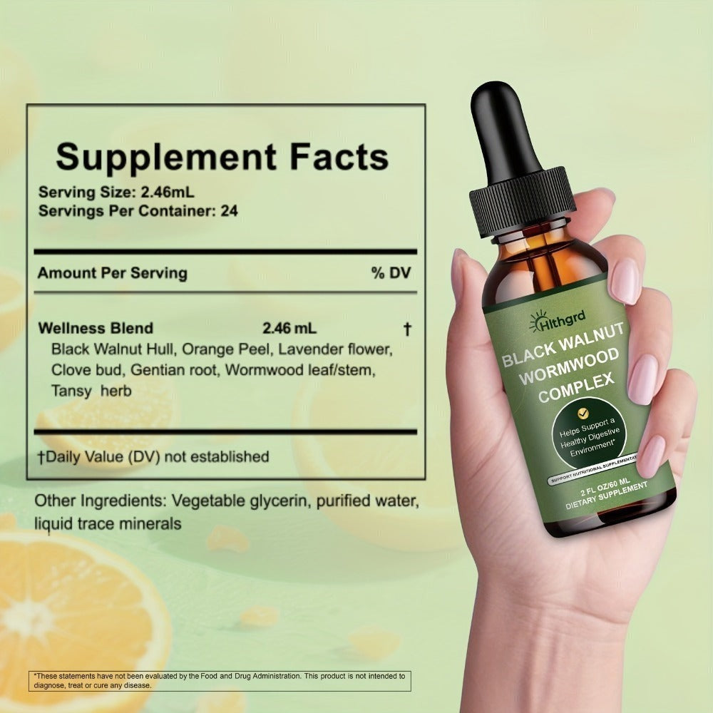 Wormwood Black Walnut Clove Liquid Drops, Herbal Gut Cleanse & Digestive Support Complex with Gentian Root & Tansy — image 7