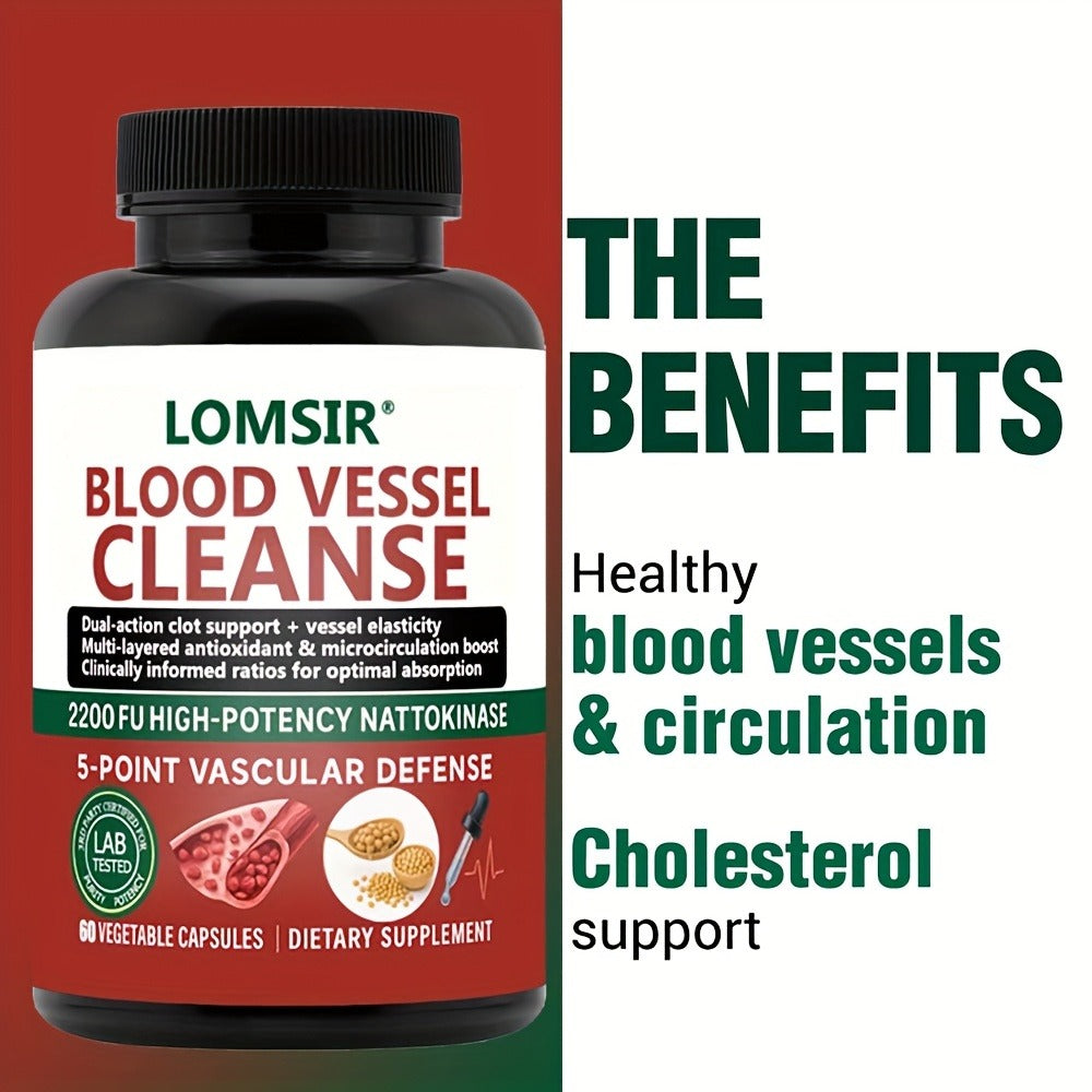 Blood Circulation Supplement Nattokinase with Gamma Oryzanol, Natural Enzyme Formula for Blood Vessel Cleanse — image 3