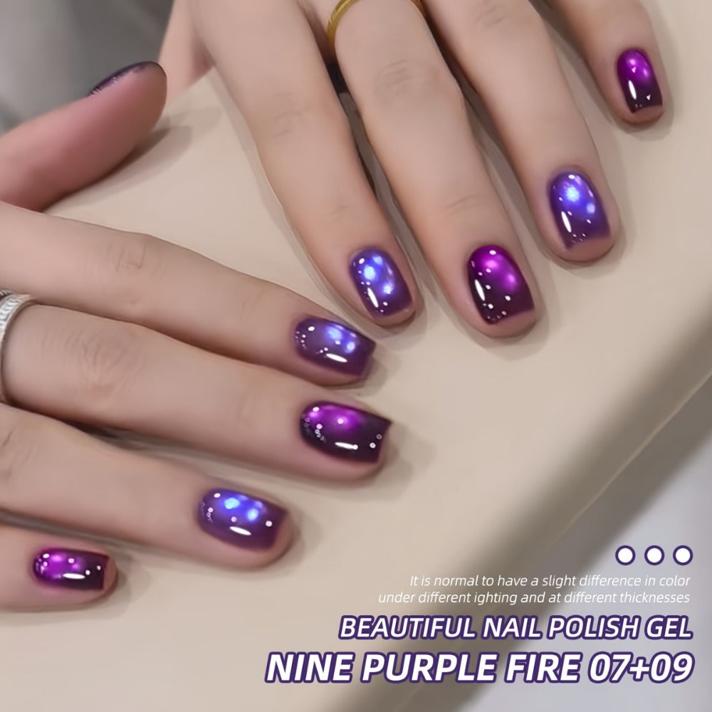 Gel Nail Polish Set with XEIJAYI Label, 4 Purple Iridescent Cat Eye Colors and M130 Gel Shade — image 8