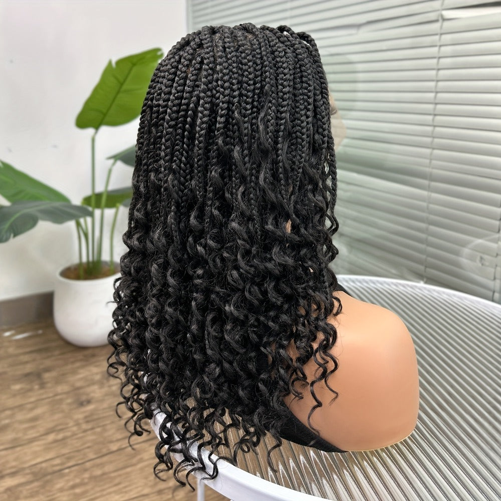 Goddess Square-Braid Wig with Curly Ends in 14- or 16-Inch Lengths and Black, Burgundy or Brown Colors — image 8