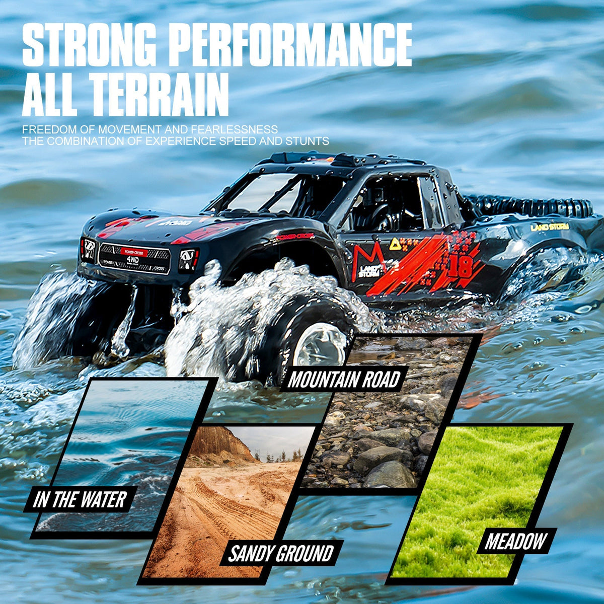 RC Monster Truck or Pickup 1:16 Scale in Five Body and Color Styles with 4WD Layout and Two Rechargeable Batteries — image 28