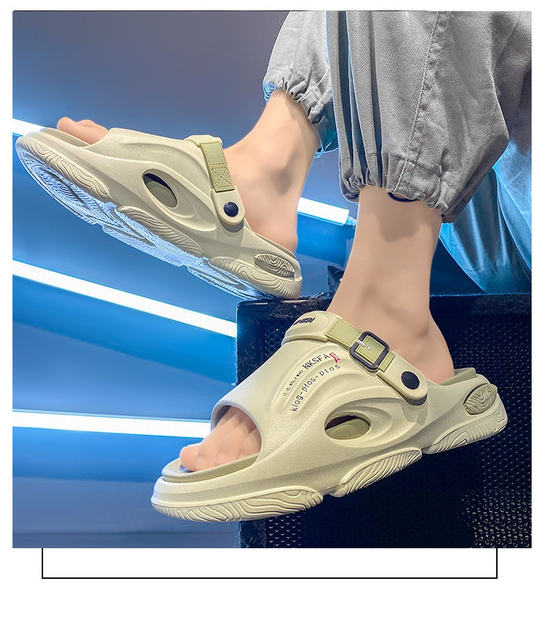 Mens Summer Outdoor Slippers With A Non-slip Step-on-poop Feel