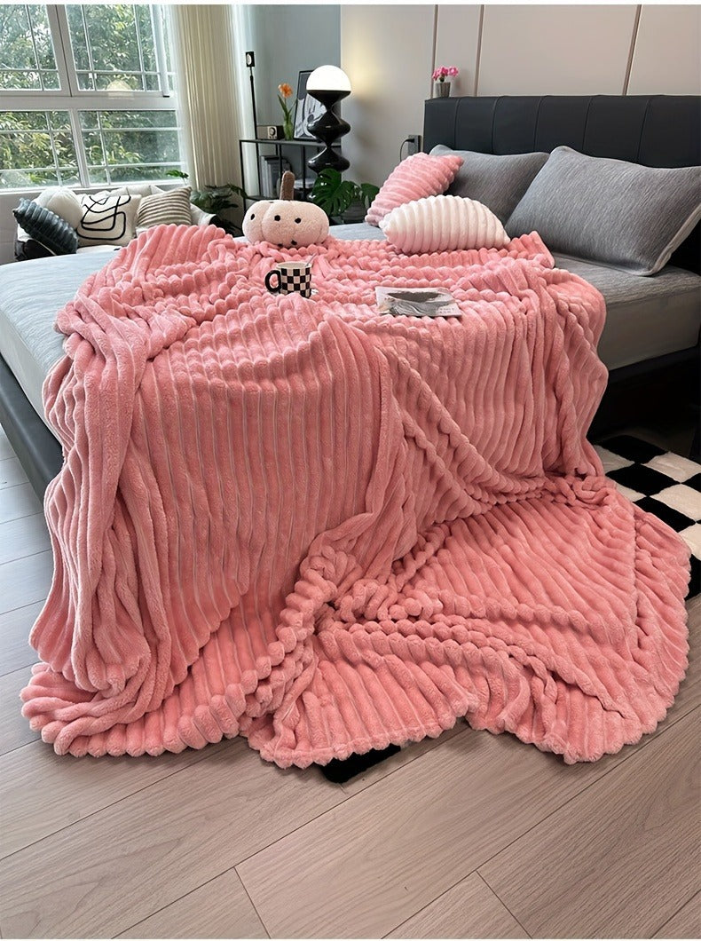 Fleece Blanket Double-Sided 3D Faux Rabbit Fur Throw – Ultra-Soft Thick 300-350g/m² for Home, Office, Travel & Camping — imag