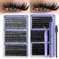 Premade Lash Clusters 708Pcs Mixed Length 30D 50D 80D 100D Wispy Volume Kit – Natural Fluffy DIY Lash Extensions with Bond Se