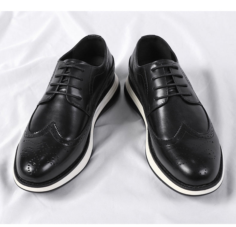 Ultra-fiber Thick-soled Trendy Men's Business Leather Shoes Comfortable And Casual
