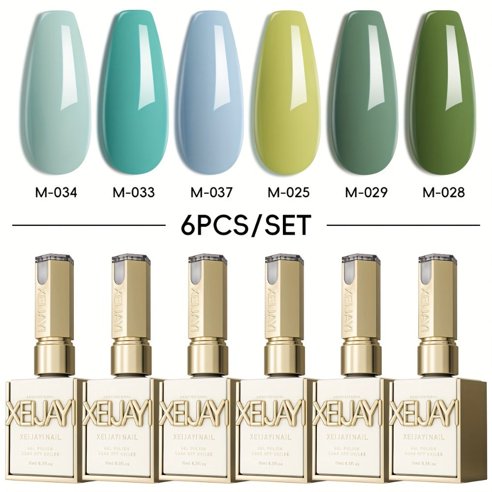 Gel Nail Polish 6-Piece 15ml Rainbow-Candy Frame-Bottle Sets in 7 Numbered Color Palettes for Nail Art — image 11