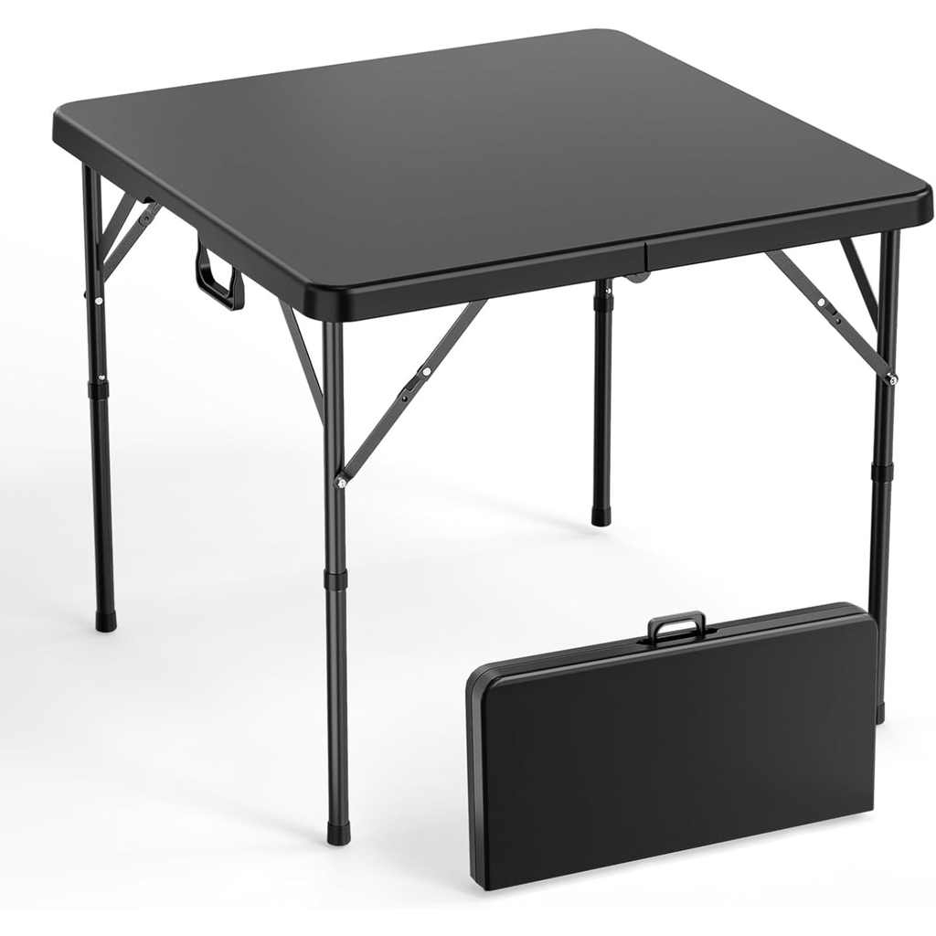 Portable Square Bi-Fold Table with Carry Handle in Black or White, Approximately 34 Inches Wide — image 18