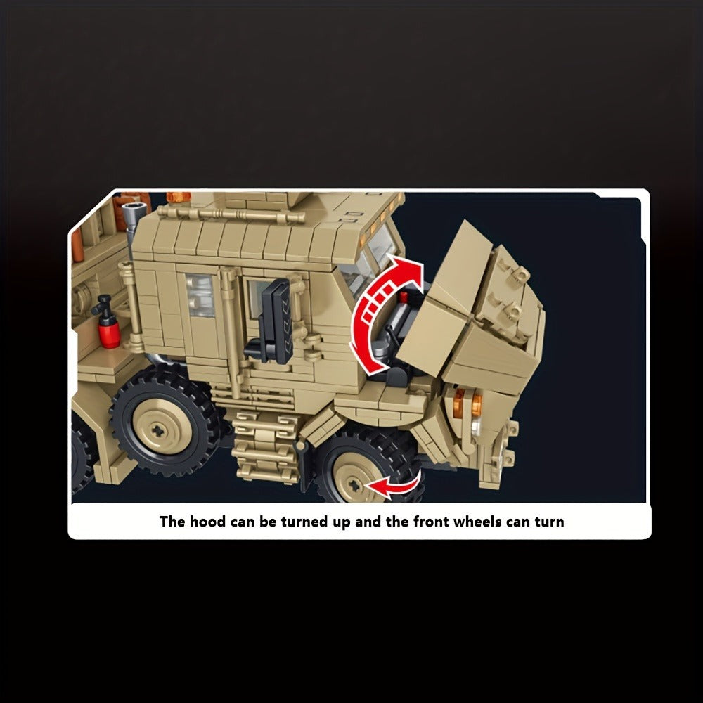 3482-Piece Tank Hauler Building Block Model with Tractor, Long Trailer, Tracked Vehicle and 628015 Code — image 7