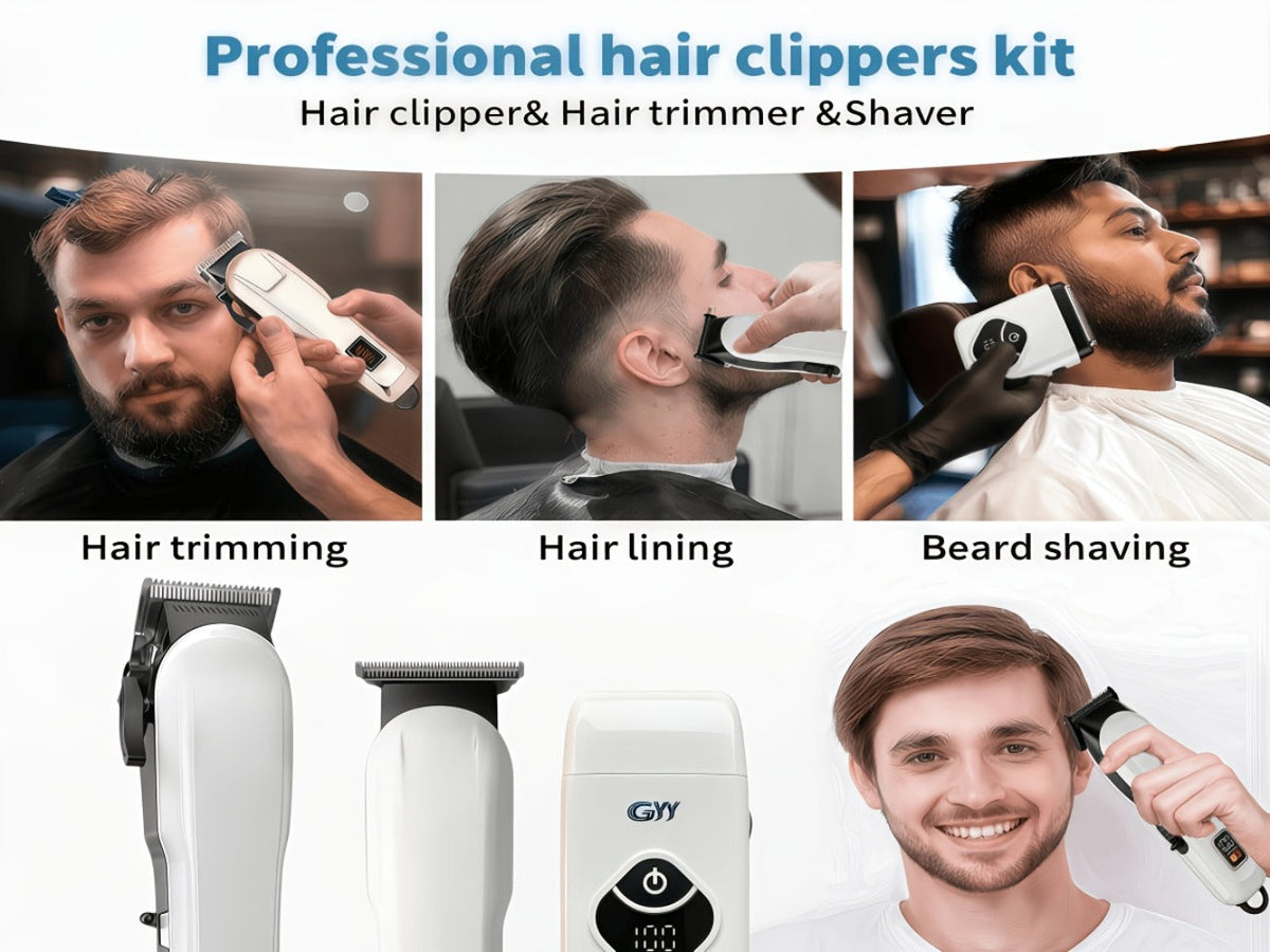 Hair Clippers & Trimmers KLY White Full-Size Clipper with LCD Display, USB Charging and Guide Comb Set — image 13
