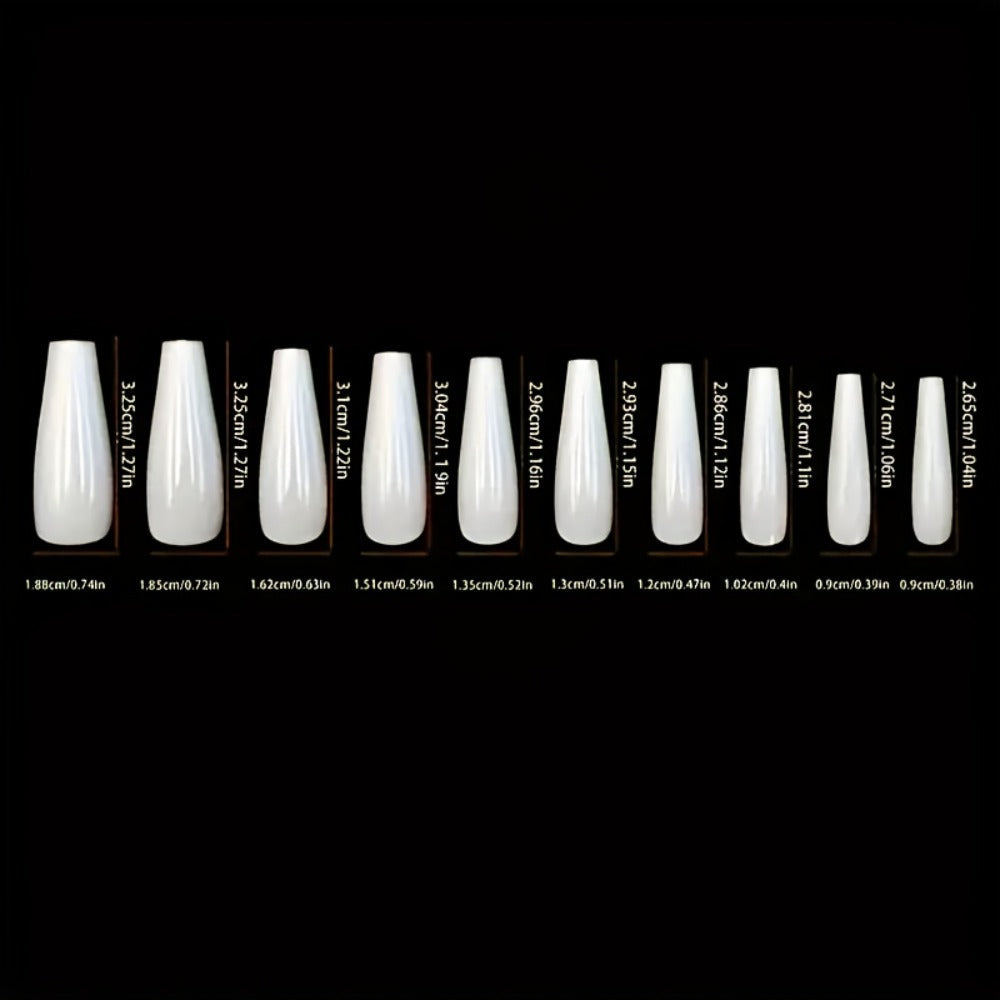 Press On Nails 216-Piece Middle Ballet Nine-Pack Mixed Flower Maple Glossy Set with Jelly Adhesive and File — image 5