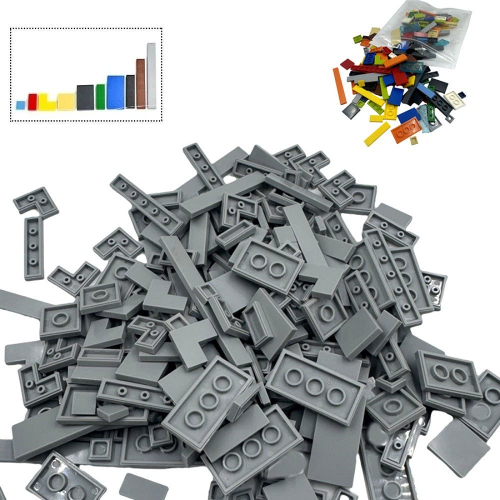 Bulk Flat Tile Building Blocks 150 Pcs – Smooth Thin Plate Bricks 1x1 1x2 1x6 LEGO Compatible MOC Accessories Kids Creative B