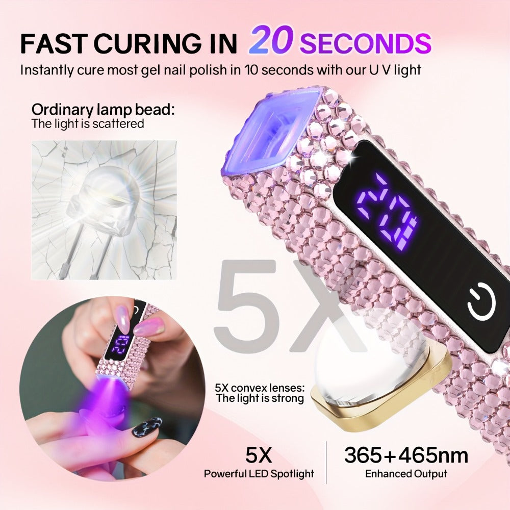Cordless Nail Lamp Handheld 8X Fast Curing 395nm UV LED Gel Nail Dryer with LCD Touch Screen 20s 60s Timer — image 6