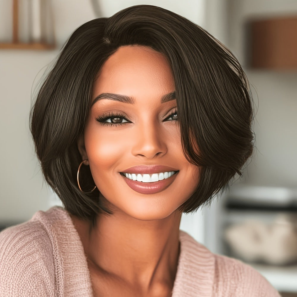 Synthetic Wig 10-Inch Short Body Waves in Natural Black with Adjustable Cap for Daily Style — image 3