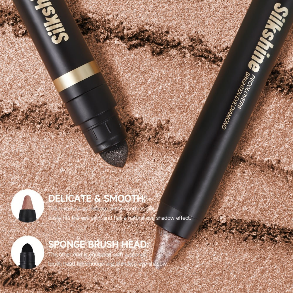 Shimmer Glitter Eyeshadow Stick Set 6 Pcs Dual-Tipped Eye Pencil with Blending Brush Creamy, for Makeup, Travel and Everyday 