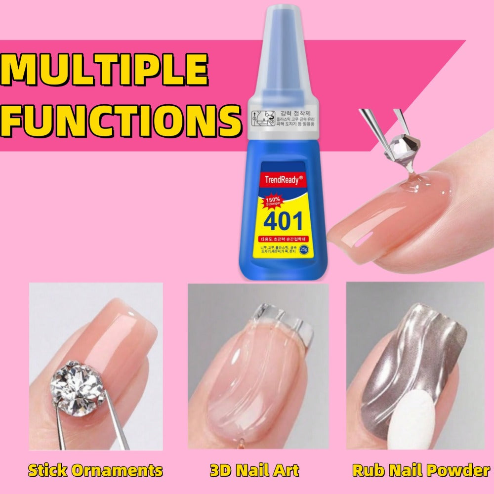 Nail Glue Set, TrendReady 401 25g Bottles in 1+1, 3+1, 5+1 or 7+1 Pack Options with Pointed Nozzles — image 12