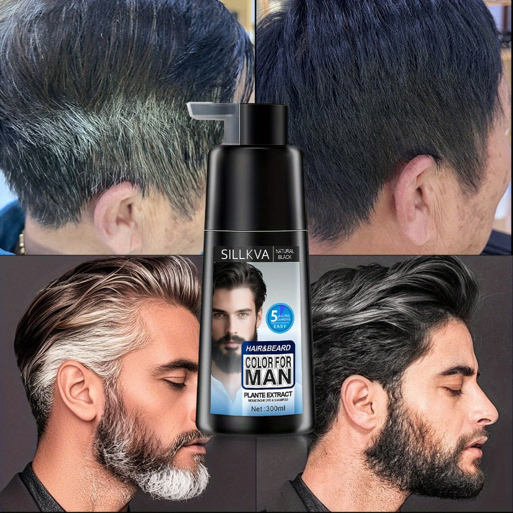 Men's 3-in-1 Black Hair & Beard Dye Shampoo, 8-Minute Gray Coverage, Ammonia-Free Natural Color — image 13