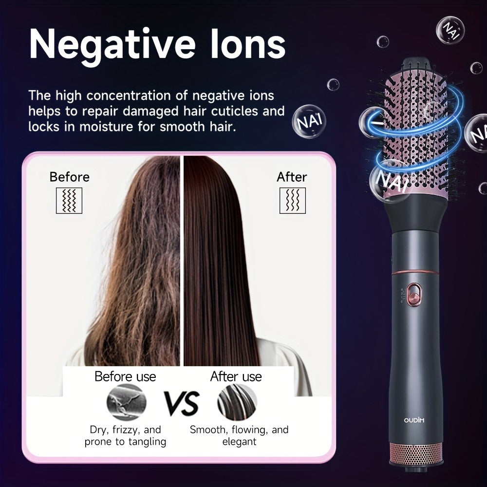 5-in-1 Hot Air Styling Comb Set Negative Ion Hair Dryer Brush with 5 Interchangeable Heads, for Home, Travel and Salon Hair S