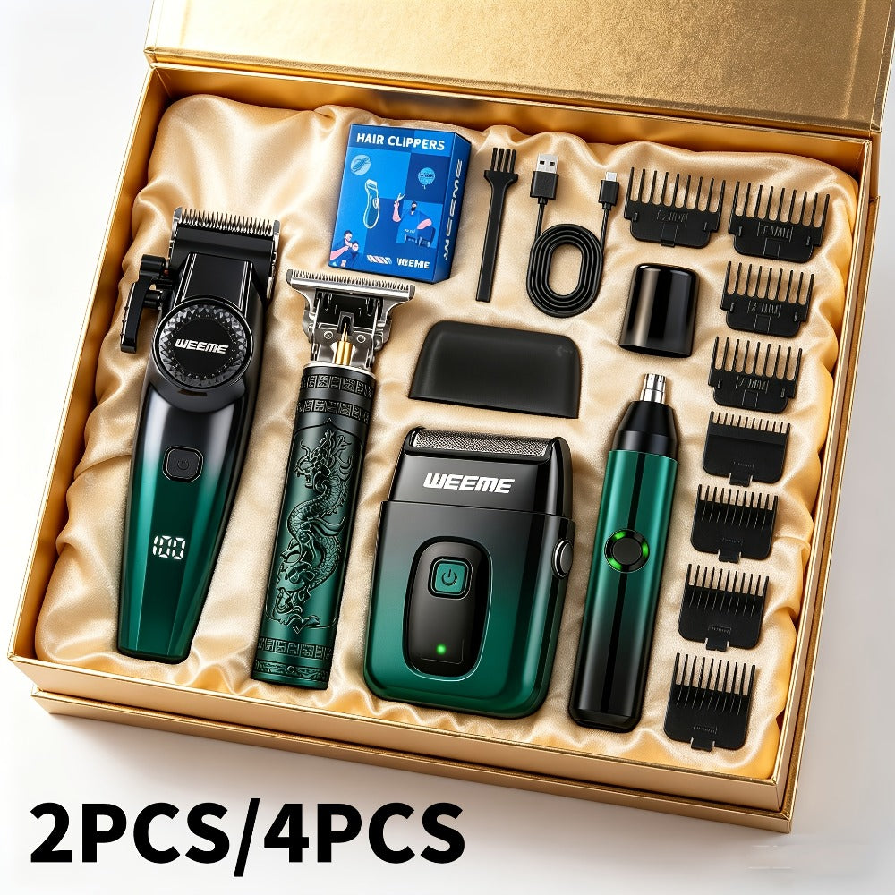 Men's Electric Grooming Kit 4-in-1 – Hair Clipper, Beard Trimmer, Electric Shaver & Nose Hair Trimmer Set, Gradient Design — 