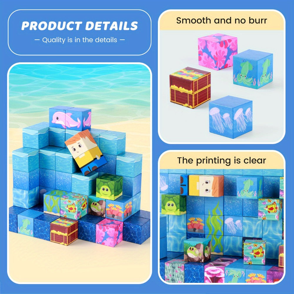 Ocean Adventure Magnetic Building Blocks 54/100pcs with the Listed Color, Size or Set Options for Everyday Use — image 10