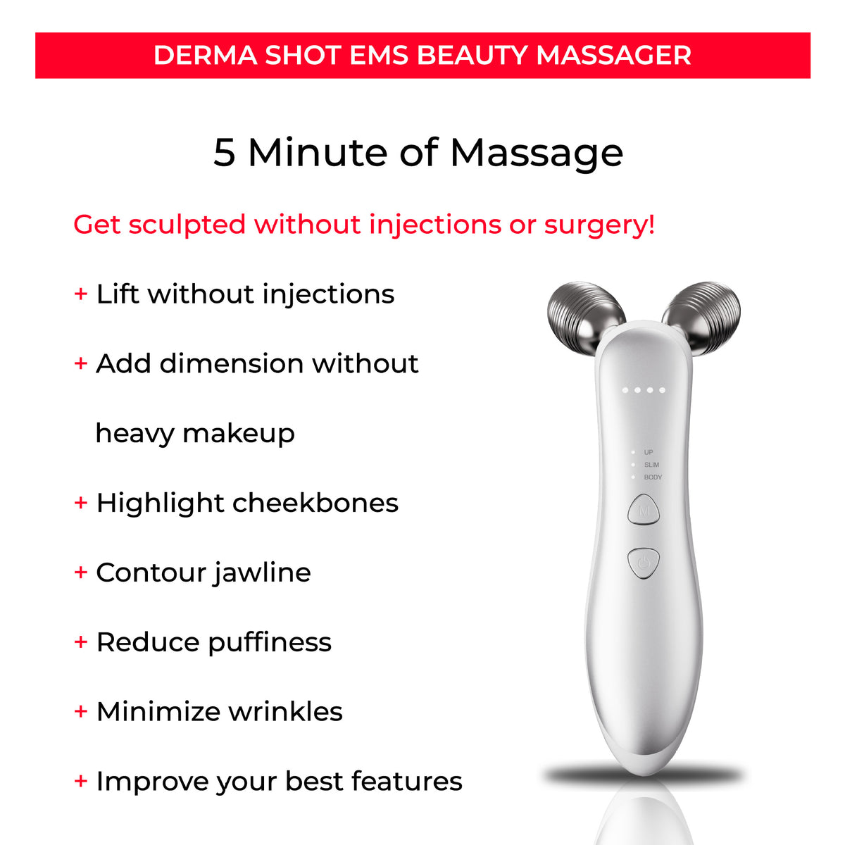 Micro-current Roller Face Slimming Massager 2-wheel Shaping Skin Tightening Beauty V Face