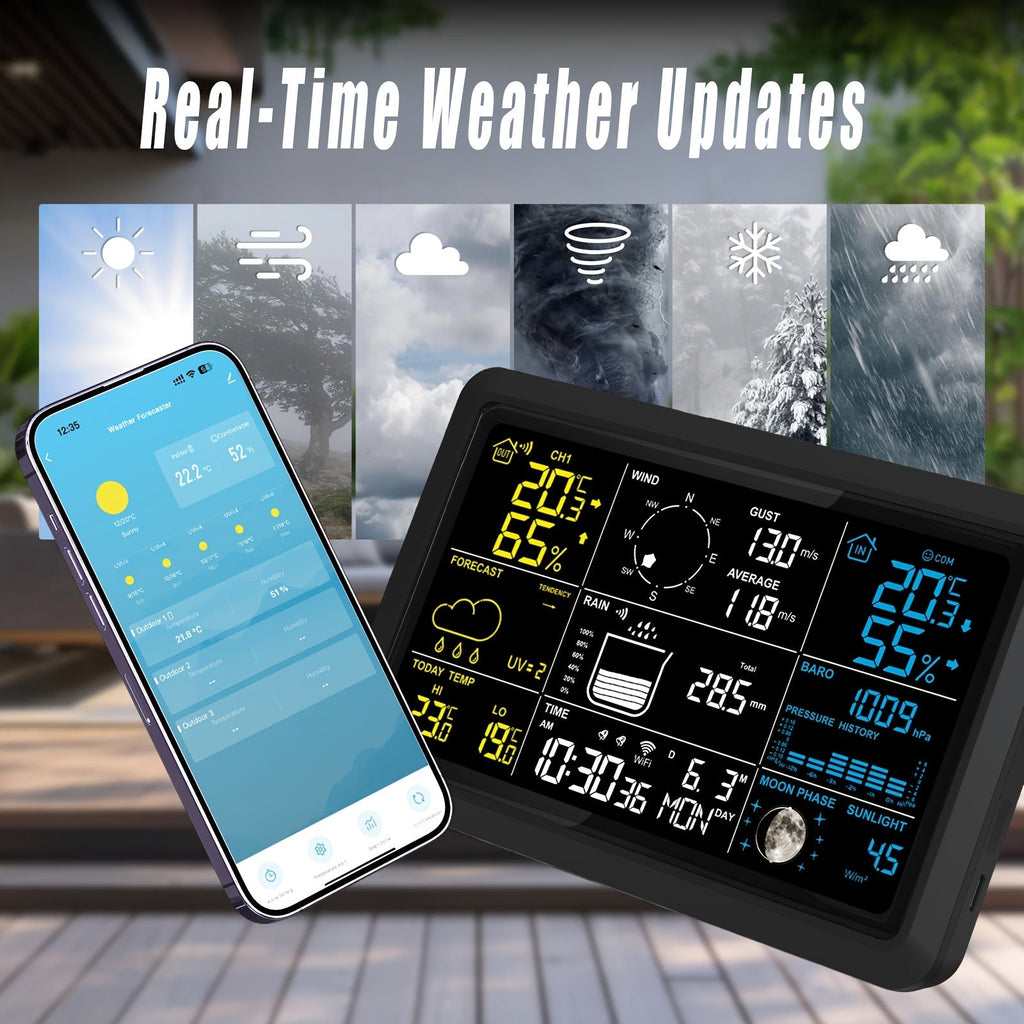 WiFi Weather Station | 7-in-1 Rain Gauge Wind Speed App Forecast — image 12