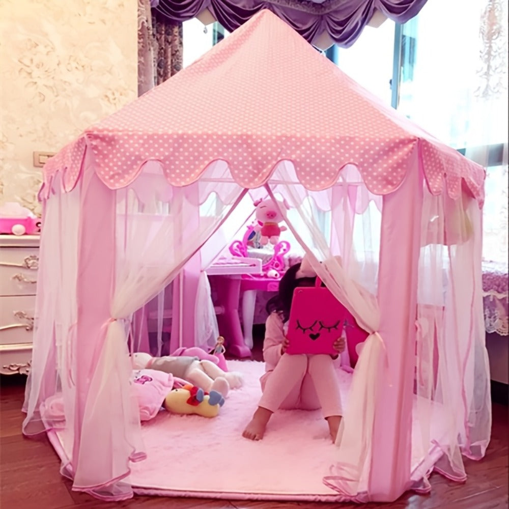 Pink Princess Hexagon Play Tent for Girls Indoor Dream Castle with Gauze with the Listed Color, Size or Set Options for Every