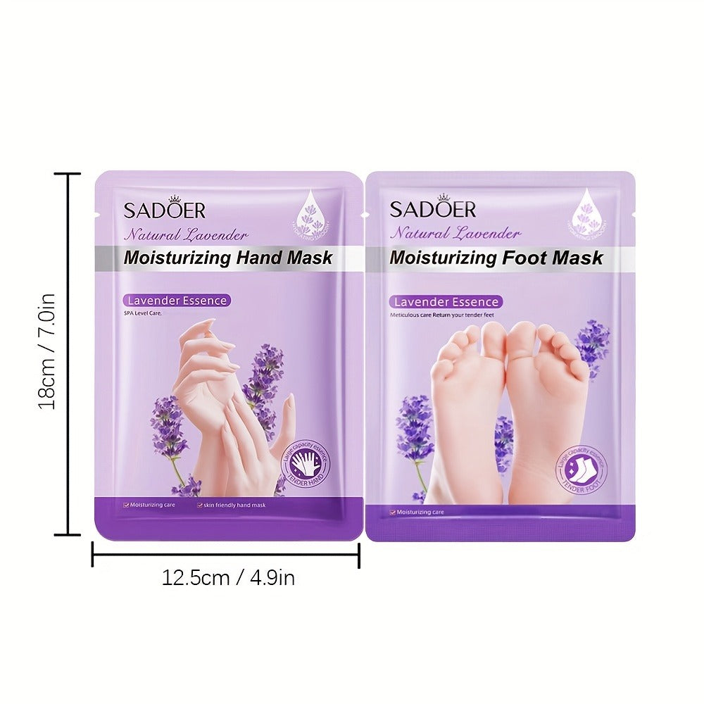 Hand and Foot Mask Set 12pcs Lavender Moisturizing – Deep Hydrating Gloves & Socks for Dry Cracked Skin, Non-Greasy Moisture 