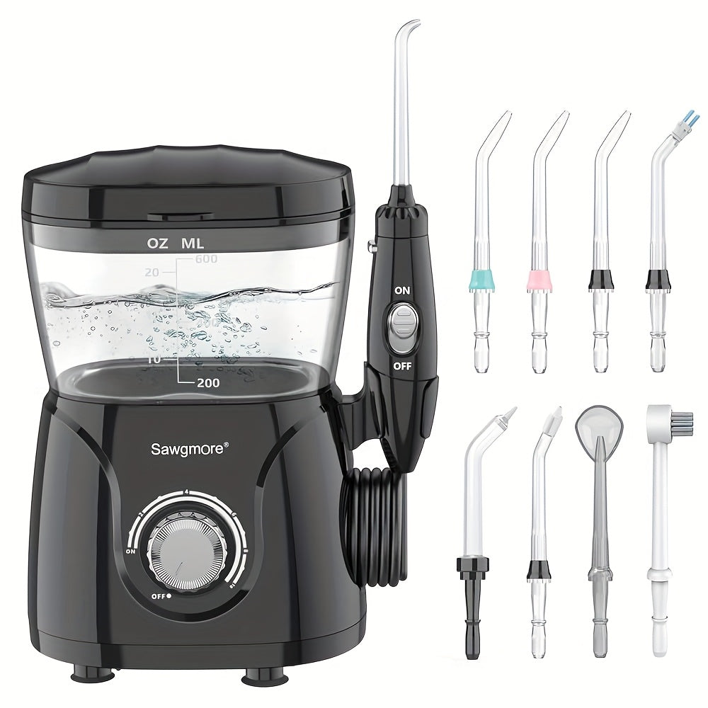 Water Flosser for Teeth & Braces 600ml Large Tank – 10 Adjustable Pressure Levels 8 Nozzles IPX4 Waterproof Professional Oral