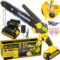 Cordless Mini Chainsaw 8 Inch with 2x2.0Ah Batteries & Charger, Auto Oiler, Chain Tensioning, 26ft/s Speed for Tree Branches 