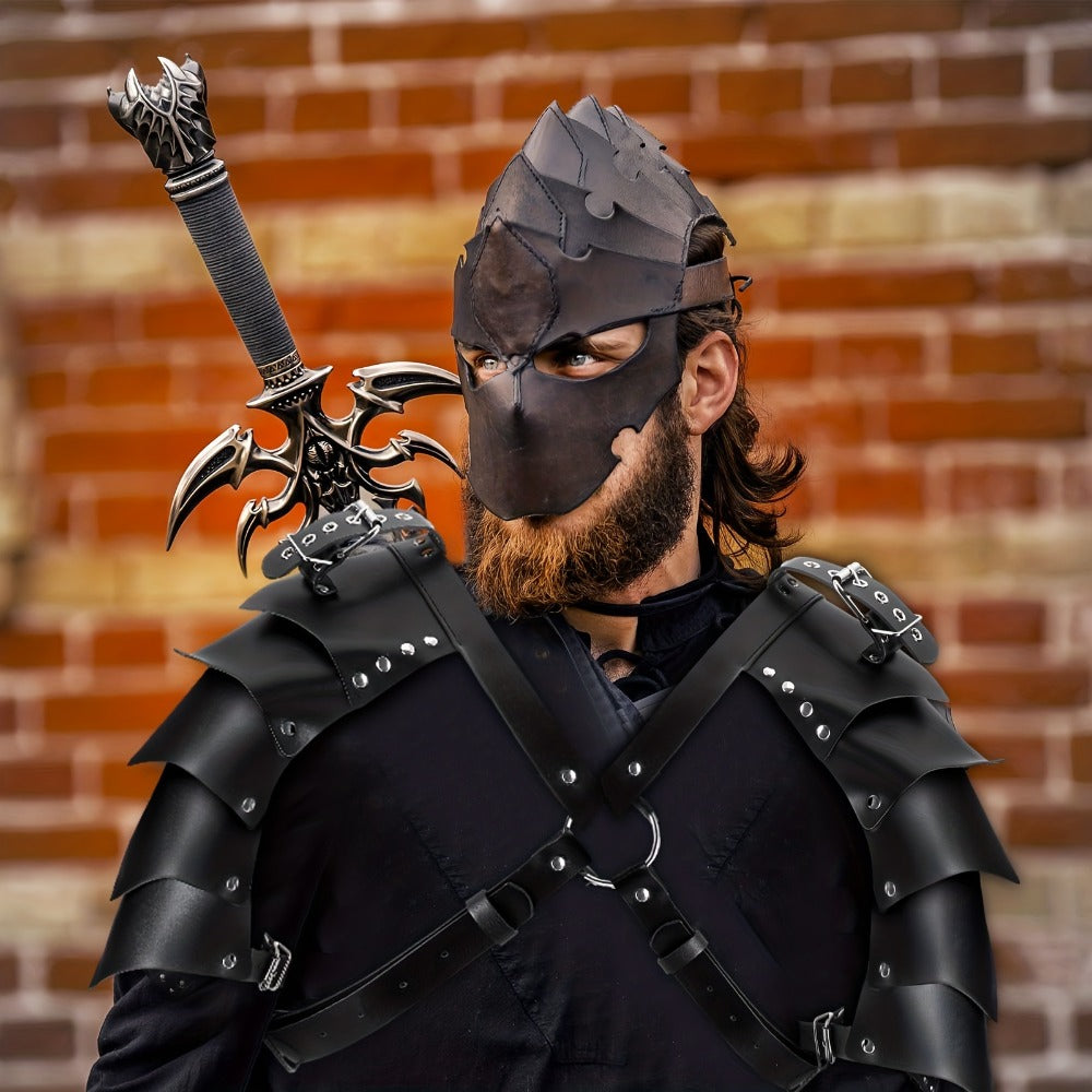 Costume Accessories 4-Piece Medieval Armor Set with Shoulder Cape, Arm Guards and Belt in Black — image 7