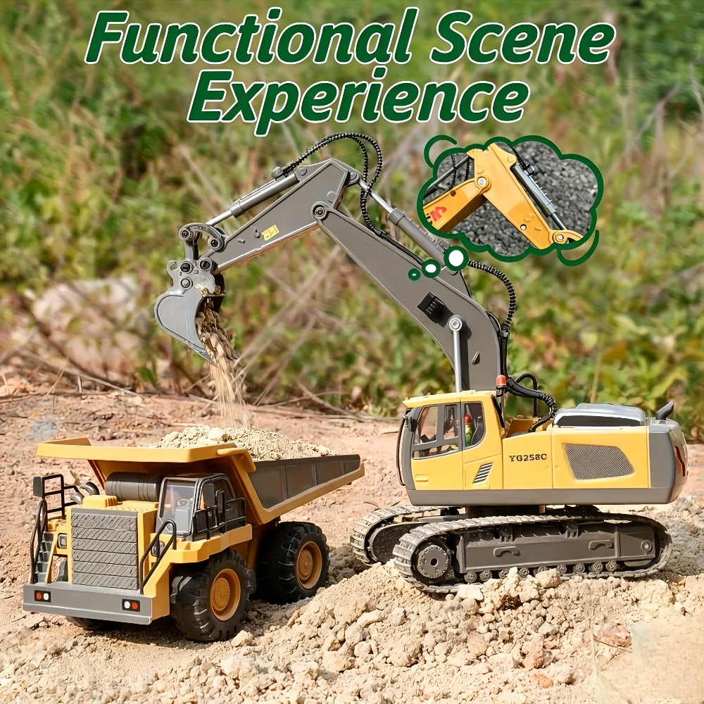 RC Construction Vehicle Set 2-in-1 & 3-in-1, 2.4G 11-Channel Remote Control Excavator Dump Truck Forklift Bulldozer — image 8