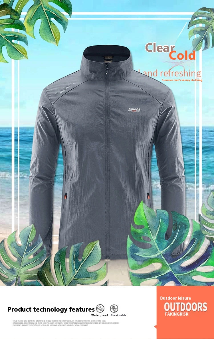 Ultra-thin Breathable Stand Collar UV-proof Jacket Fishing Suits Men