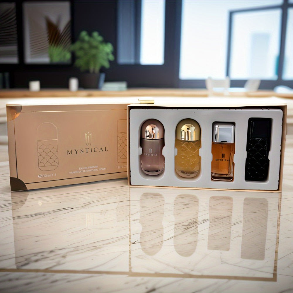 Perfume Gift Set 4 Pieces Travel Size Mini Spray – Long Lasting Fresh Floral Fragrance for Women and Men Unisex Portable Set 